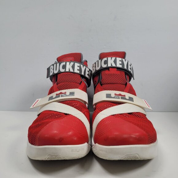Nike Lebron Soldier IX 2015 Mens Ohio State Red Gray Shoes 749490-601 US Size 11 - Picture 4 of 10